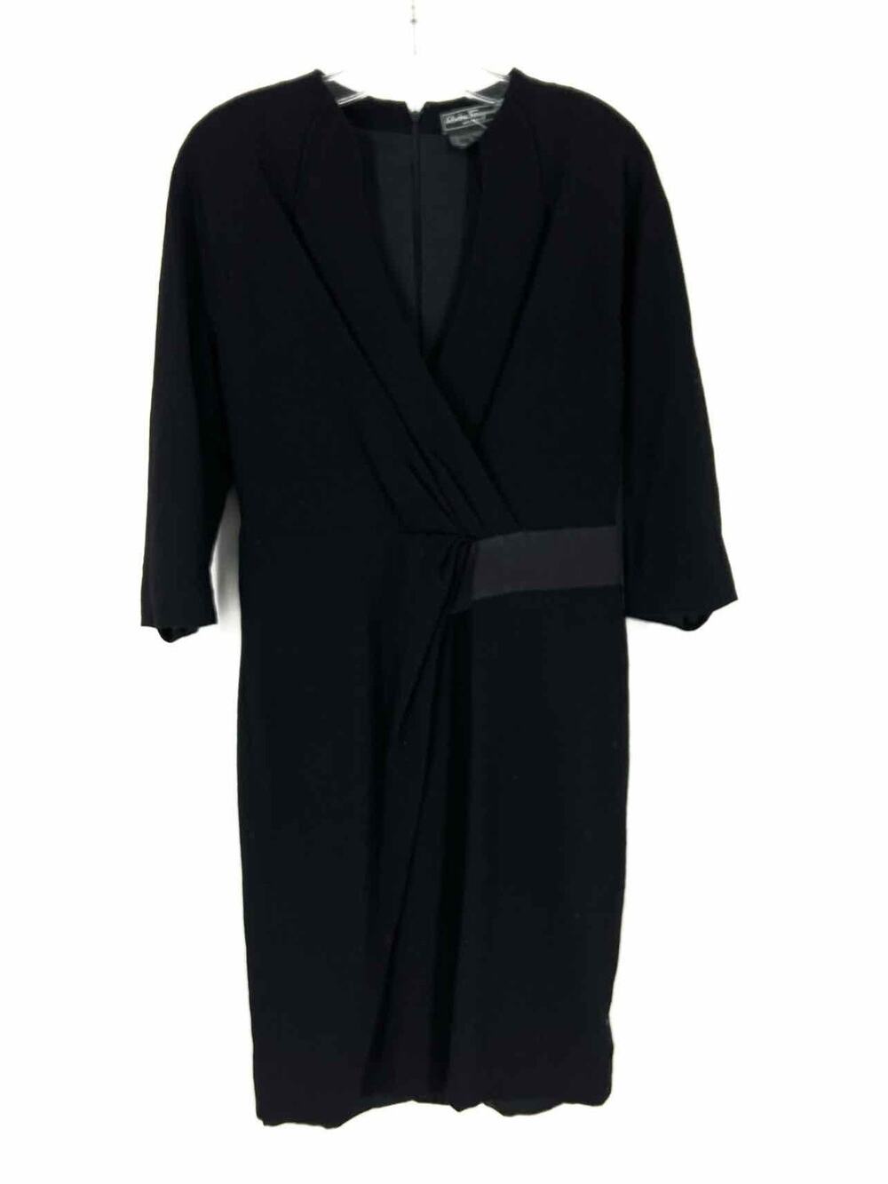 Salvatore Ferragamo Size M ? Black Knot Wool/Silk Designer Dress